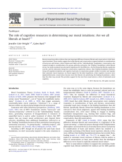 The role of cognitive resources in determining our moral intuitions