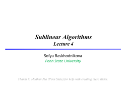 Sublinear Algorithms - Computer Science Penn State