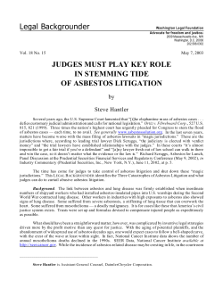 Judges Must Play Key Role In Stemming Tide Of Asbestos Litigation