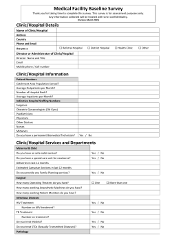 Baseline Survey for Clincs and Hospitals - June 2015