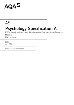 A-level Psychology A Mark scheme Unit 01 - Cognitive