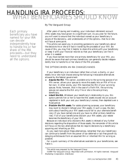 HANDLING IRA PROCEEDS: WHAT BENEFICIARIES SHOULD