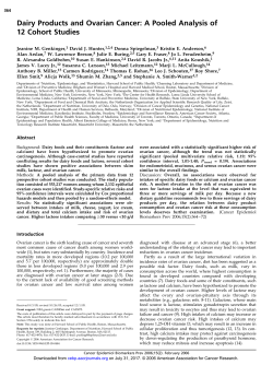 Dairy Products and Ovarian Cancer: A Pooled Analysis of 12 Cohort
