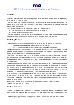 SRC Practical Assessment: Guidance for Examiners