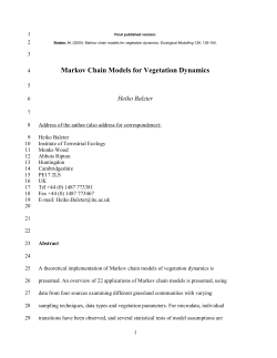 Markov Chain Models for Vegetation Dynamics