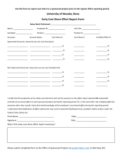 University of Nevada, Reno Early Cost Share Effort Report Form