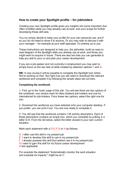 Instructions for Using Spotlight Workbook