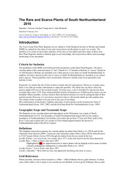 The Rare and Scarce Plants of South Northumberland 2016