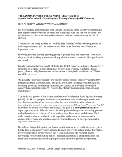 Canada Poverty Policy Audit Election 2015