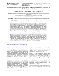 Short term effect of aqueous extracts of root, pod, and stem of