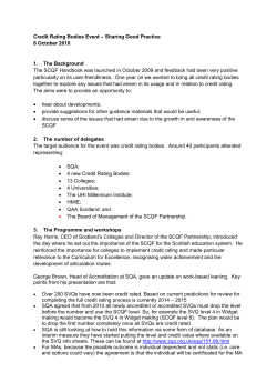 Credit Rating Bodies Event &ndash; Sharing Good Practice