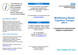 Mindfulness Based Cognitive Therapy (MBCT) Leaflet