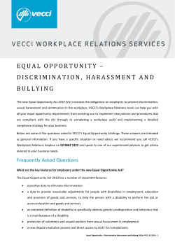 equal opportunity &ndash; discrimination, harassment and bullying