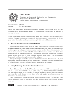 CVEN 302-501 1 Random Number Generation and