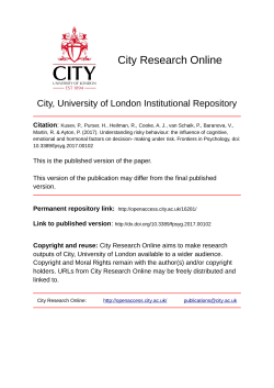 Understanding Risky Behavior: The Influence of Cognitive