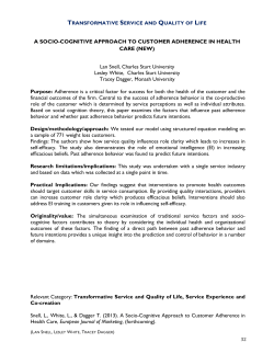 A SOCIO-COGNITIVE APPROACH TO CUSTOMER ADHERENCE