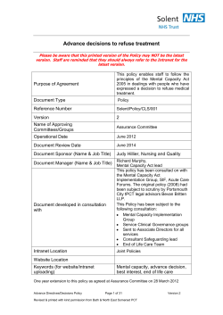 Advance decisions to refuse treatment
