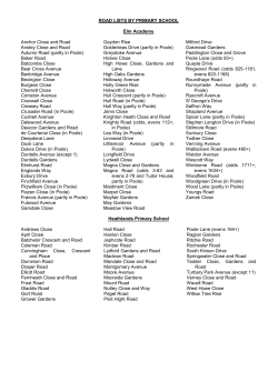 Road Lists by School - Bournemouth Borough Council