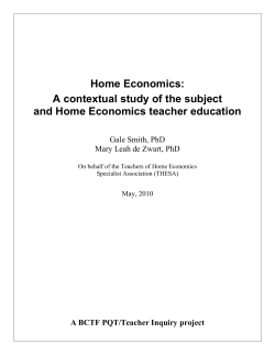 Home Economics: A contextual study of the subject and Home