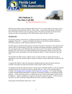 2012 Bulletin X The Data Call Bill Not Final until Signed by Governor
