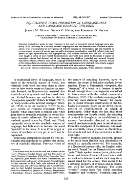 EQUIVALENCE CLASS FORMATION IN LANGUAGE
