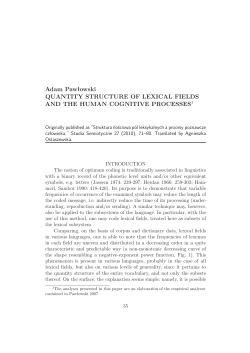 Adam Pawłowski QUANTITY STRUCTURE OF LEXICAL FIELDS