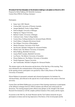 M inutes of the final discussion at the directors meeting in Jerusalem