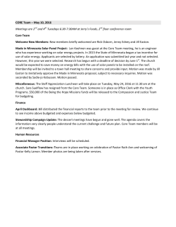 CORE Team &ndash; May 10, 2016 Meetings are 2nd and 4th Tuesdays 6