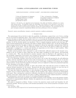 CAMERA AUTOCALIBRATION AND HOROPTER CURVES 1