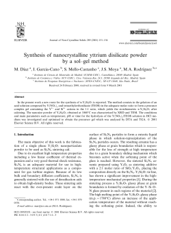 Synthesis of nanocrystalline yttrium disilicate powder by a sol&plusmn;gel