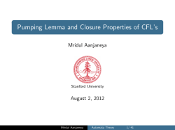 Pumping Lemma and Closure Properties of CFL`s