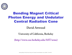 Bending Magnet Critical Photon Energy and Undulator Central