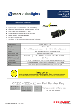 Prox Light Important Important ODS30 &ndash; XXX &ndash; X* ņ&raquo; Part Number Key