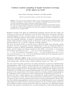 Uniform random sampling of simple branched coverings of the