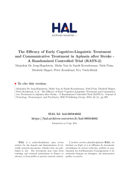 The Efficacy of Early Cognitive-Linguistic Treatment and