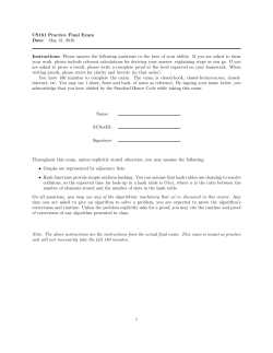 CS161 Practice Final Exam Date: May 31, 2016 Instructions: Please