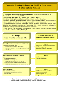 1st Step: Dementia Training Pathway for Staff in Care Homes: 3 Step