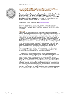 Adequate Soil Phosphorus Decreases the Grass