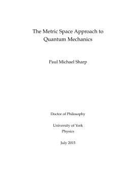 The Metric Space Approach to Quantum Mechanics
