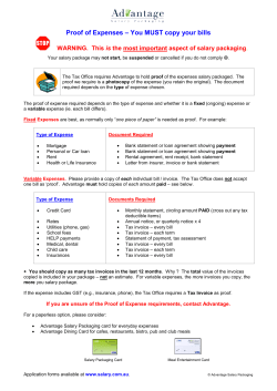 Proof of Expenses - Advantage Salary Packaging