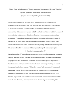 The LOT of Cummins`s Argument against Causal Theories of Mental