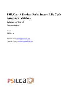 PSILCA – A Product Social Impact Life Cycle Assessment database