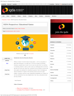 IGDA Perspectives: Educational Games