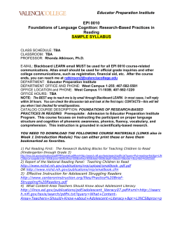 Educator Preparation Institute EPI 0010 Foundations of Language