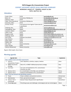 PATH Oxygen Concentrator Project: Expert Advisory Group Meeting