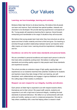 Our Values - Brisbane State High School