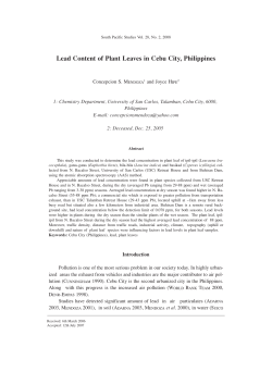Lead Content of Plant Leaves in CebuCity, Philippines