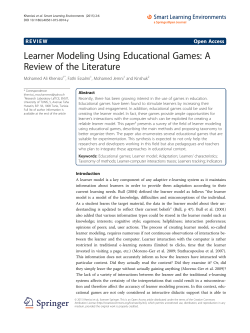 Learner Modeling Using Educational Games: A