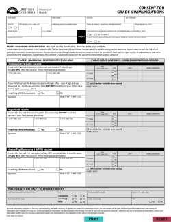 Consent for Grade 6 Immunizations