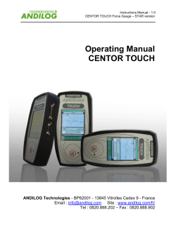 Operating Manual CENTOR TOUCH